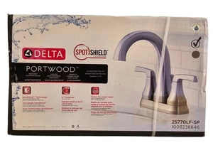 Delta 25770LF-SP Portwood 4” juego central 2 manijas grifo de baño níquel cepillado - Imagen 1 de 9