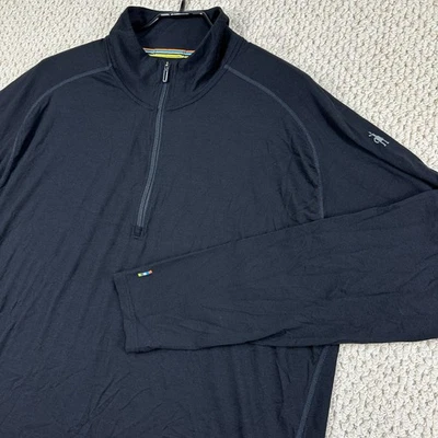 Smartwool 150 базовый слой рубашка мужчин 2XL черный 1/4 молнии пуловер шерсти мериноса открытый - Изображение 1 из 4