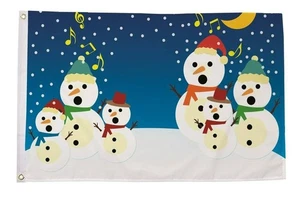 CHRISTMAS XMAS CAROL SINGING SNOWMEN MOON 5x3 feet FLAG 150cm x 90cm - Picture 1 of 1