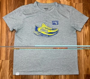 Hoka One One Short Sleeve Boston Performance T-Shirt Blue Women’s  Size Large - Picture 1 of 9