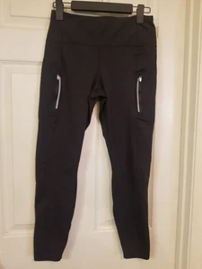 Leggings Member Mark Everyday Hi Rise medi caldi foderati in pile neri con zip - Foto 1 di 8