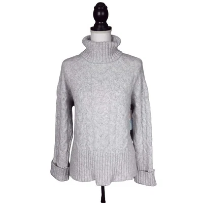 NUEVO NUEVO CON ETIQUETAS Suéter Pullover Witty Fox Acogedor Gris Tejido con Cable Cuello Alto Talla XS Foto 1 de 4