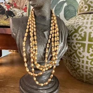 Vintage Napier Gold Tone Metal Bead Long Necklace - Picture 1 of 9