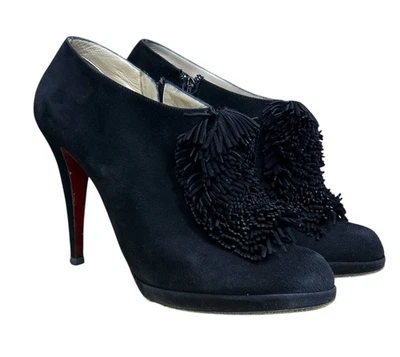 Christian Louboutin Goya Suede Fringe Bootie 11 US / 41 EU Ankle Boots Coquette - Image 1 of 4
