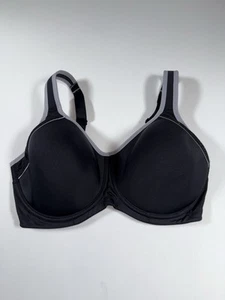 Reggiseno sportivo Wacoal 853302 bordo a contrasto 36G nero ferretto $76 nuovo con etichette - Foto 1 di 9