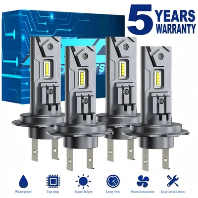 H7 H7 LED Headlight KIT Combo Bulbs High Low Beam Super Bright White 10000K 4x — 第 1/4 张图片