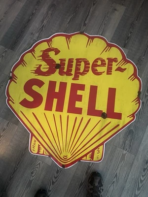 Antique style porcelain look SHELL Super  Service dealer service gas station - Image 1 of 3