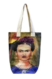 Frida Kahlo Beuteltasche Selbstporträt mit Papagei Kunst Baumwolle - Bild 1 von 1