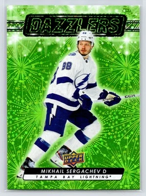 2023-24 Upper Deck Dazzlers Green #DZ-82 Mikhail Sergachev Tampa Bay Lightning - Image 1 of 2