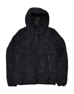 REFRIGUE Mens Hooded Padded Jacket UK 36 Small Black Camouflage Nylon AM79 - Picture 1 of 4