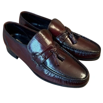 Florsheim Men’s Como Tassel Heeled Leather Loafer Shoe Black Cherry Sz 10.5 EEE - Image 1 of 4