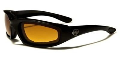 Óculos de sol masculino Choppers HD preto âmbar acolchoado protetor contra vento motociclista - Imagem 1 de 2