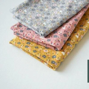 Flannel Floral Fabric, Cotton Fabric in Grey, Mustard, Pink, Priced by 1/2 metre - Picture 1 of 14