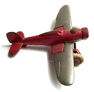 Hubley Red Fighter Plane Silver Wings NO PROPELLER - Image 1 of 3