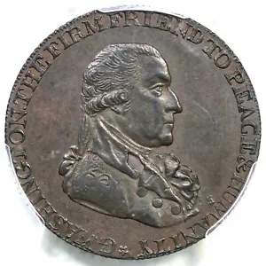 1795 Baker-29B PCGS AU 58 Lg Buttons Washington Grate Halfpenny Copper Coin - Picture 1 of 3