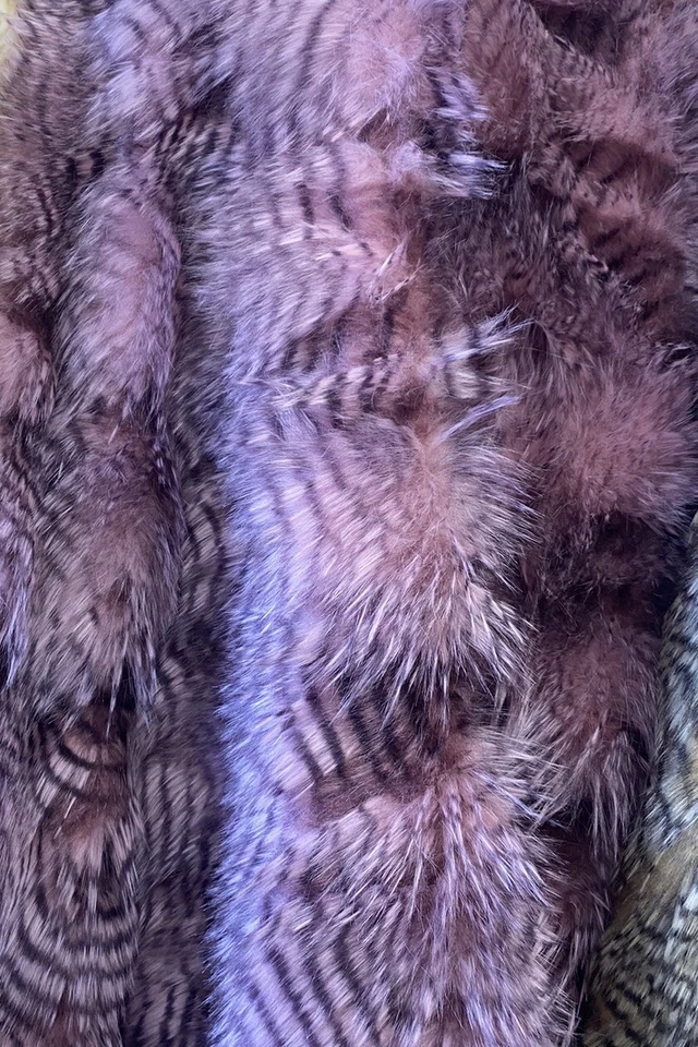 Purple Brown Fancy Feather Long Hair Faux Fur Upholstery Fabric - Image 1 of 1