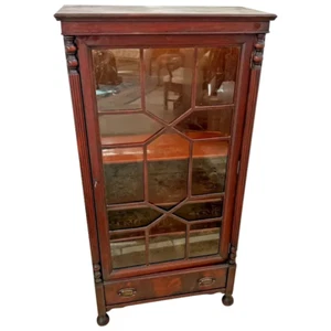 Art Deco  China Cabinet Bookcase Locking Door LED Lighted 3 shelves Drawer - Picture 1 of 11