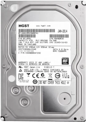 FESTPLATTE HGST DESKSTAR 7K4000 HDS724040ALE640 4TB 7200U/min 64MB SATA III 3.5" - Bild 1 von 3