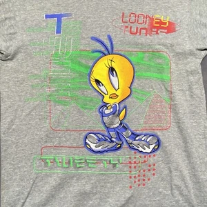Vintage Looney Toons 1998 Tweety T-Shirt Warner Bros grau 100 % Baumwolle Größe Large - Bild 1 von 7