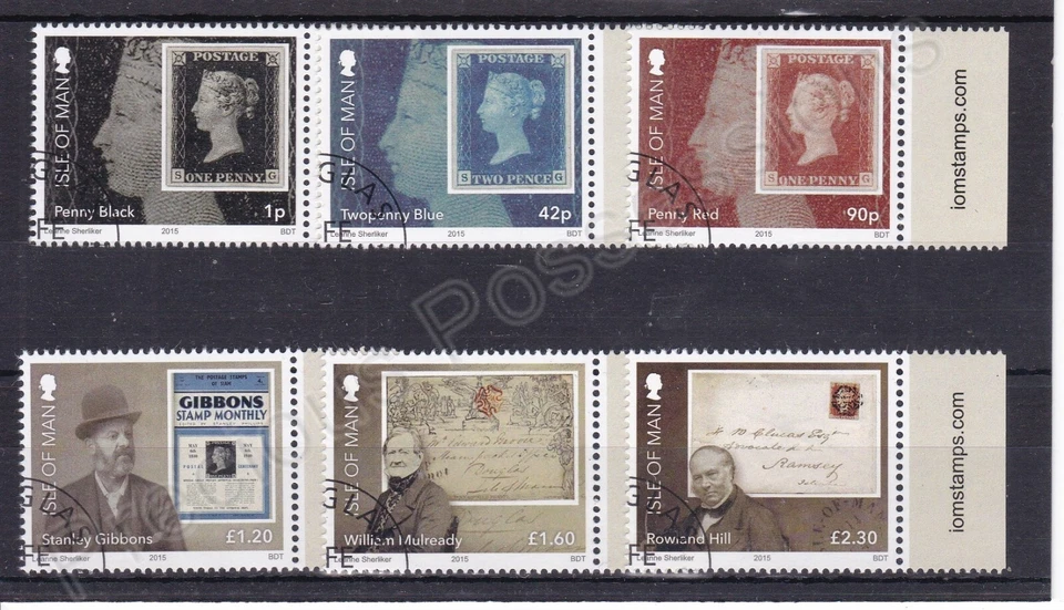 SG 1968-1973 ISLE OF MAN USED CTO STAMP SET 2015 175TH ANNIVERSARY PENNY BLACK  - Image 1 of 1