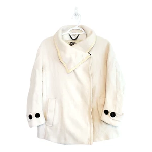 Burberry wool pea coat off white cream snap enclosure size womens 4 / small - Picture 1 of 8