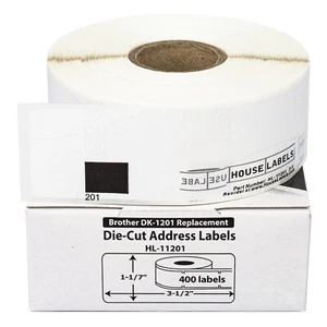 Non-OEM Fits BROTHER DK-1201 Labels (1-1/7" x 3-1/2") - (1) Roll of 400 - Picture 1 of 7