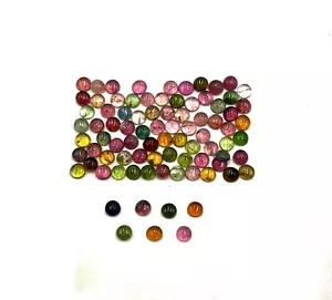 Natural Multi Tourmaline Round Cabochon Loose Gemstone Lot 46 Pcs 3.75 MM 10 CT - Picture 1 of 5