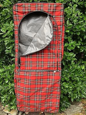 Винтажная дорожная сумка для одежды в клетку холщовая виниловая отделка складной стиль - Изображение 1 из 4