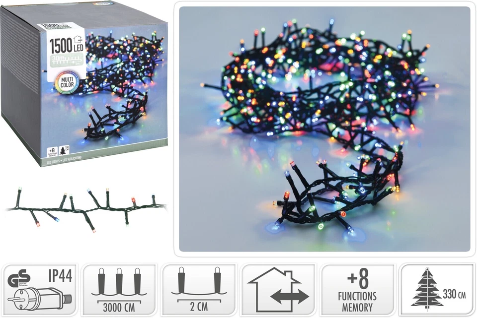 30m Micro-Cluster-Lichterkette mit 1500 LEDs - Mehrfarbig (8719202261271)