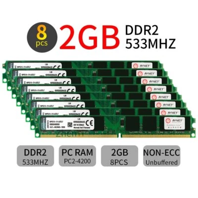 16GB kit 8x 2GB DDR2 533MHz PC2-4200U KVR533D2N4/2G DIMM Memory For Kingston ZT - Image 1 of 4
