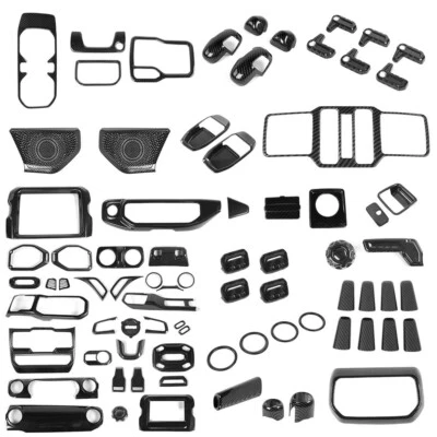 Carbon Interior Center Console Dashboard Shift Cover Trims for Jeep Wrangler JL - Image 1 of 4