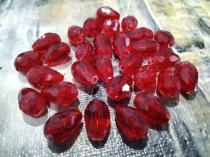 Hmade Crystal Suncatcher Glass, Faceted Teardrop, 7x11mm, Dark Red, 50 pce - Picture 1 of 2