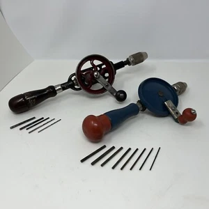 Vintage Hand Drill Lot of 2 Millers Falls No. 5 & Stanley Hy-Lo H1220B Bits USA - Picture 1 of 22