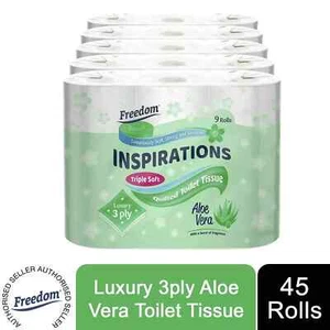 Freedom Inspirations Quilted Soft Aloe Vera 3-Ply Toilet Paper 45 Rolls 🌿🧻✨ - Picture 1 of 7