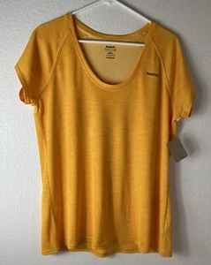 T-shirt donna manica corta Reebok taglia XL tempo libero casual elasticizzata giallo arancione - Foto 1 di 11