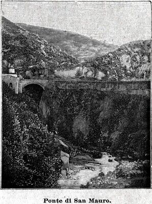 Subiaco: Ponte Di San Mauro. Stampa Antica Di 120 Anni + Passepartout. 1901 • 20.99€