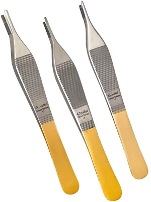 AVON SURGICAL German T/C Adson Tissue Forceps 1x2 Rat Tooth,Brown ,Serrated Teeth Surgical Ins