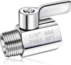 Shower Head Shut off Valve 304 Stainless Steel Mini Ball Valve1/2" Female X Male - Picture 1 of 3