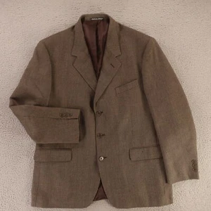 Croft & Barrow Jacket L Brown Houndstooth Check 100% Wool Blazer Sport Coat 44R - Picture 1 of 18