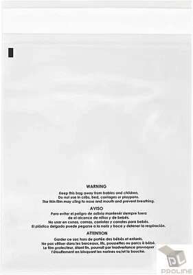 2000 8x10 1.5 Mil Bags Resealable Clear Suffocation Warning Poly OPP Cello Bag - Image 1 of 4
