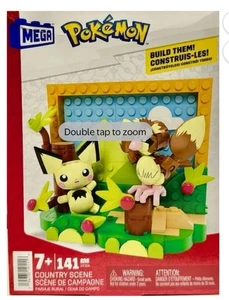 Mega Pokemon Buildable Figure Set - Country Scene (141 Pieces) - Pichu & Pidgey - Picture 1 of 2