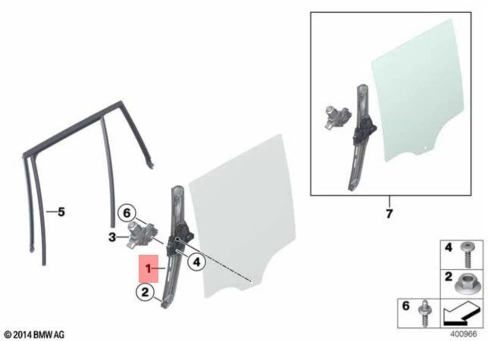 For BMW F25 X3 2011-2016 Rear Passenger Right Window Regulator Genuine - Image 1 of 1