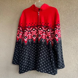 Catalina Rojo Negro Cuarto Cremallera Mujer’s Chaqueta Polar XL Navidad Pullover - Imagen 1 de 8