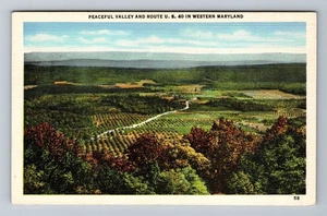 Valley And Route USA 40 im Westen Maryland Vintage Souvenir Postkarte - Bild 1 von 2