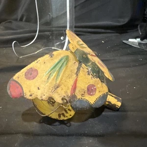 Vintage Tin Push Toy Hand Painted Butterfly  5x7  - Picture 1 of 12