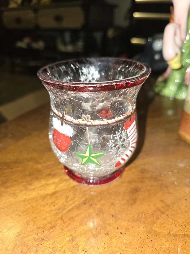 Yankee свечи прозрачный ураган большой банки держатель клетку праздничный треск красный окрашенный - Изображение 1 из 2