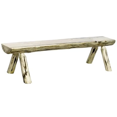 Montana Collection Half Log Bench, Clear Lacquer Finish, 6 Foot - Image 1 of 2