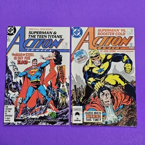 Lot Of 2 SUPERMAN ACTION COMICS #584 #594 DC 1987 VF 8.0 John Byrne Teen Titans - Picture 1 of 7