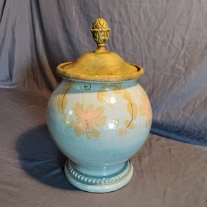Exclusively for IMAX Philippians Large Pottery Urn Crater Vase with Lid Blue - Picture 1 of 12