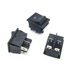 INTERRUPTOR ON OFF NEGRO 220V 4 PIN RECTANGULAR KCD4 SPST 16A 220V - Imagen 1 de 3